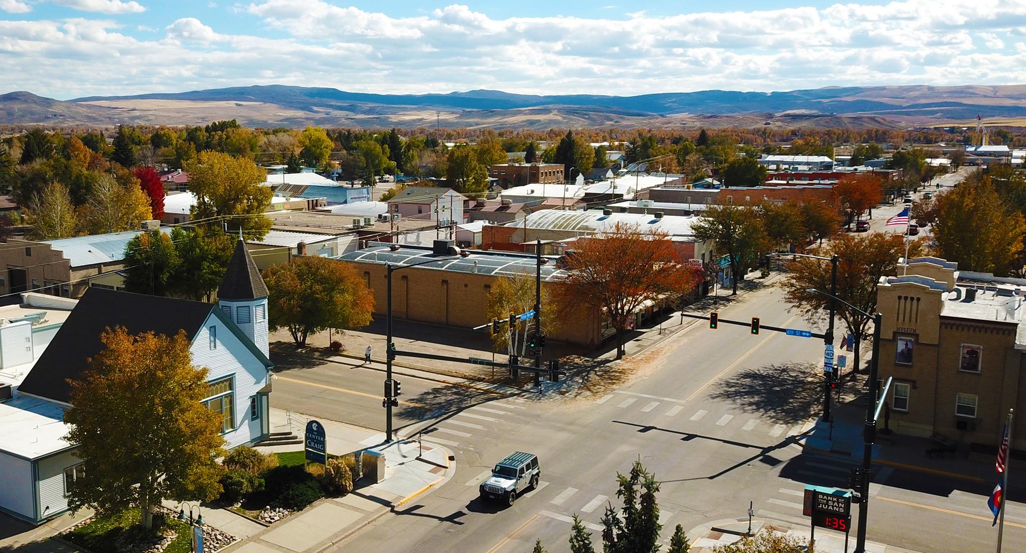 aerial view of Craig Colorado Downtown Businesses